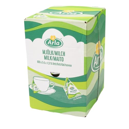 Arla Milch-Portion 1,5% Fett, im Displaykarton, Sie erhalten 1 Packung, Packungsinhalt: 100 Einzelportionen