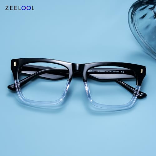 Image of Zeelool Rectangle Glasses Frames for Men, Acetate Eyeglasses Eyewear Frame with Clear Lens & Metal Hinges ZJGA996987