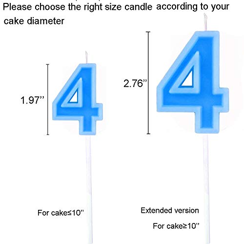 Multicolor Happy Birthday Numeral Candles Number 4 Cake Cupcake Topper Decoration For Adults/Kids Theme Party/Wedding/Memorial Day -Blue Number 4 #TOP1