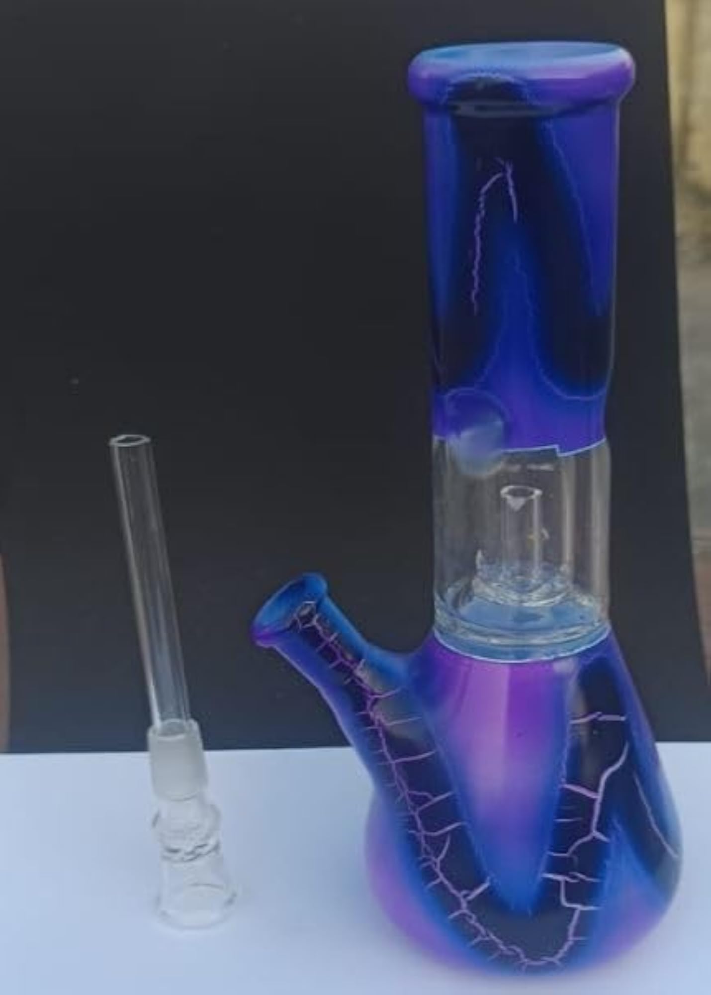 Dark Blue Leaf Perc, Unique Design for Stylish Smoking