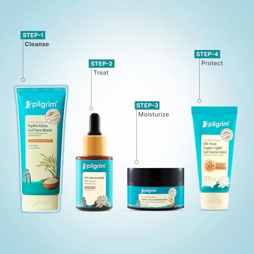 Image of Pilgrim Korean Rice Water Hydra Glow Gel Face Wash for Hydrated Glowing Skin | With 2% Niacinamide for Dark Spots, Hyaluronic Acid for Deep Hydration | Gentle Cleanse | For All Skin Type | 50 ml