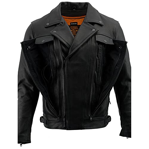 Image of Milwaukee Leather Men's Classic Police Style M /C Jacket - LKM1781 Black