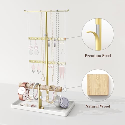 jockcaras Jewelry Organizer Necklace Holder: Gold Jewelry Stand for Earring and Bracelet Storage - Thumbnail 5
