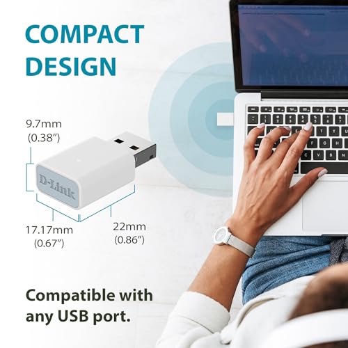Image of D-Link AC1300 USB WiFi Adapter | 2.4 /5GHz Dual Band Wireless Internet Travel Size for Desktop PC Laptop | MU-MIMO Plug & Play | Supports Windows 10 /11 Drivers | WPA3 Enhanced Security (AC13U-CA)