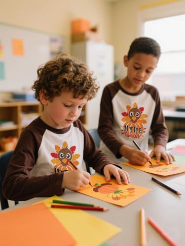 Thanksgiving Shirts for Boys Girls Coolest Turkey in Town T-Shirt Funny Football Kids Thankful Tops Long Sleeve Tees 2-12T2