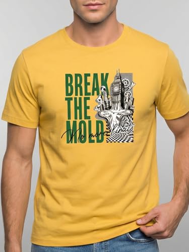 Image of Nobero 100% Cotton T Shirts for Men Stylish | Regular Fit | Graphic Printed T Shirts for Men 180 GSM Combed Cotton | Round Neck Half Sleeve
