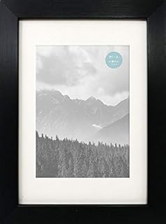 REAL GLASS 9x7" For 7x5" Frame With Mount - 7x5 inch Picture Frame With Mount - Thin Black Oxford Premium Photo Frame With Soft Cream Mount