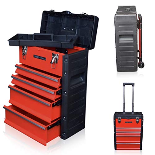 US PRO TOOLS Organizador de herramientas, plástico y acero, color rojo