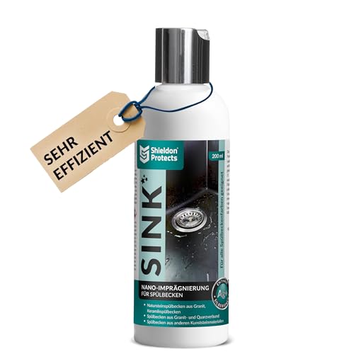 Shieldon Protects Impregnante per Lavelli in Granito - Protezione Duratura con Nanotecnologia - SINK è Ideale per Blanco Silgranit, Altre Superfici in Pietra Naturale e Conglomerati - 200 ml