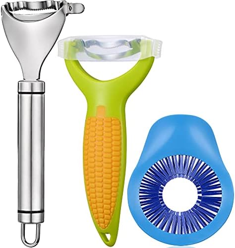 3 PCS Corn Peeler Corn Stripper Knife & Stainless Stripper Knife, Corn Cob Remover Corn Silk Remover, with Ergonomic Non-Slip Handle & Sharp Blade, Good Durable Tools for Home Kitchen Restaurant