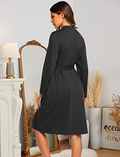 Ekouaer Women Robe Soft Kimono Robes Cotton Bathrobe Sleepwear Loungewear,Black,Medium #TOP4