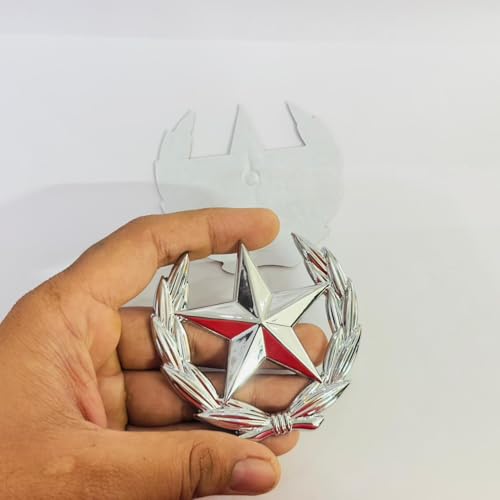 Image of Chrome New Cut Star Sticker Emblems for Car & Bike Metal Lo.go and Grill Me.tal Lo.go, Auto Accessories for Car Emblem 3D Badge Auto Racing Sport Sticker Grand Tourer Decal