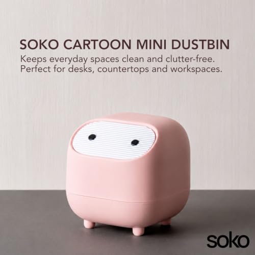 Image of Soko Cute Portable Mini Trash Can, Small One-Key Press Plastic Fancy Desktop Dustbin Waste /Garbage Disposal for Home, Office, Bathroom, Bedroom, Kitchen, Work, Study Table - Pink