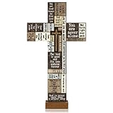 Christians Crossword wall sign Words and Saying Wooden Cross with Inspirational Words Motivation Sign Wood Plaque Ornaments for Home Easter Party Indoor Outdoor (Vivid Style,11.8 x 7.9 x 0.16 Inches)