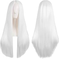 Colorfulpanda Fehér Hosszú Egyenes Paróka 80 cm - Középen Választott Hőálló Műhaj Cosplay Jelmezekhez, Fesztiválokra és Hétköznapi Viseletre 1