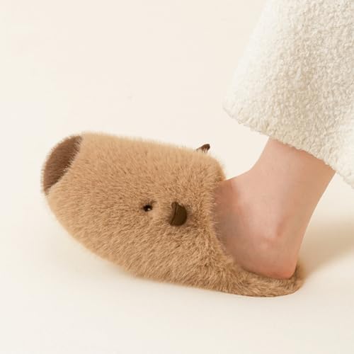 Capybara Slippers Plush Cute Animal Slipper Warm Slip-on Kawaii Slides Flat Feet Slipper Non-Slip Indoor Shoes4