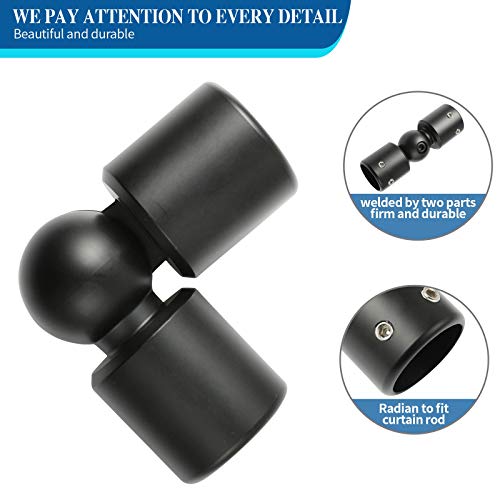 Creatyi Heavy Duty Window Curtain Rod Corner Connector Curtain Rod Connector Hinged Elbow Connector Bay Windows Rod Corner Elbow Connector For 3/4 Inch Bay Window Curtain Rods (Set Of 2,Black) #TOP6