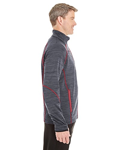 Ash City - North End Men's Flux Mélange Bonded Fleece Jacket XL CARBON/ OLY RED2