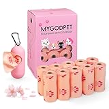 MYGODPET 犬用うんちバッグロール ホルダー付き 150枚 生分解性うんちバッグ 犬用 桜の香り 犬のくず袋 漏れ防止 猫のうんち袋 ピンク
