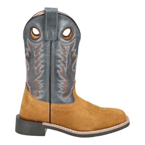 Smoky Mountain Western Boots Boys Tex Leather Pull On Tan Blue 3420C3