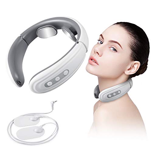 Masajeador de cuello para dolor, masajeador de cuello portátil inteligente con función de calor, carga USB, masaje relajante de espalda, masaje en casa, al aire libre, para mujeres y hombres
