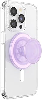 Phone Grip for MagSafe with Kickstand, Magnetic Stand, Swappable Top, Secure Hold for iPhone MagSafe Cases, Phone & Tablet Grip - Clear Opalescent