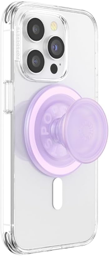 PopGrip for MagSafe - Stand and Grip for Mobile Phones and Cases with Interchangeable Top - MagSafe Adapter Ring Included - Opalescent Clear