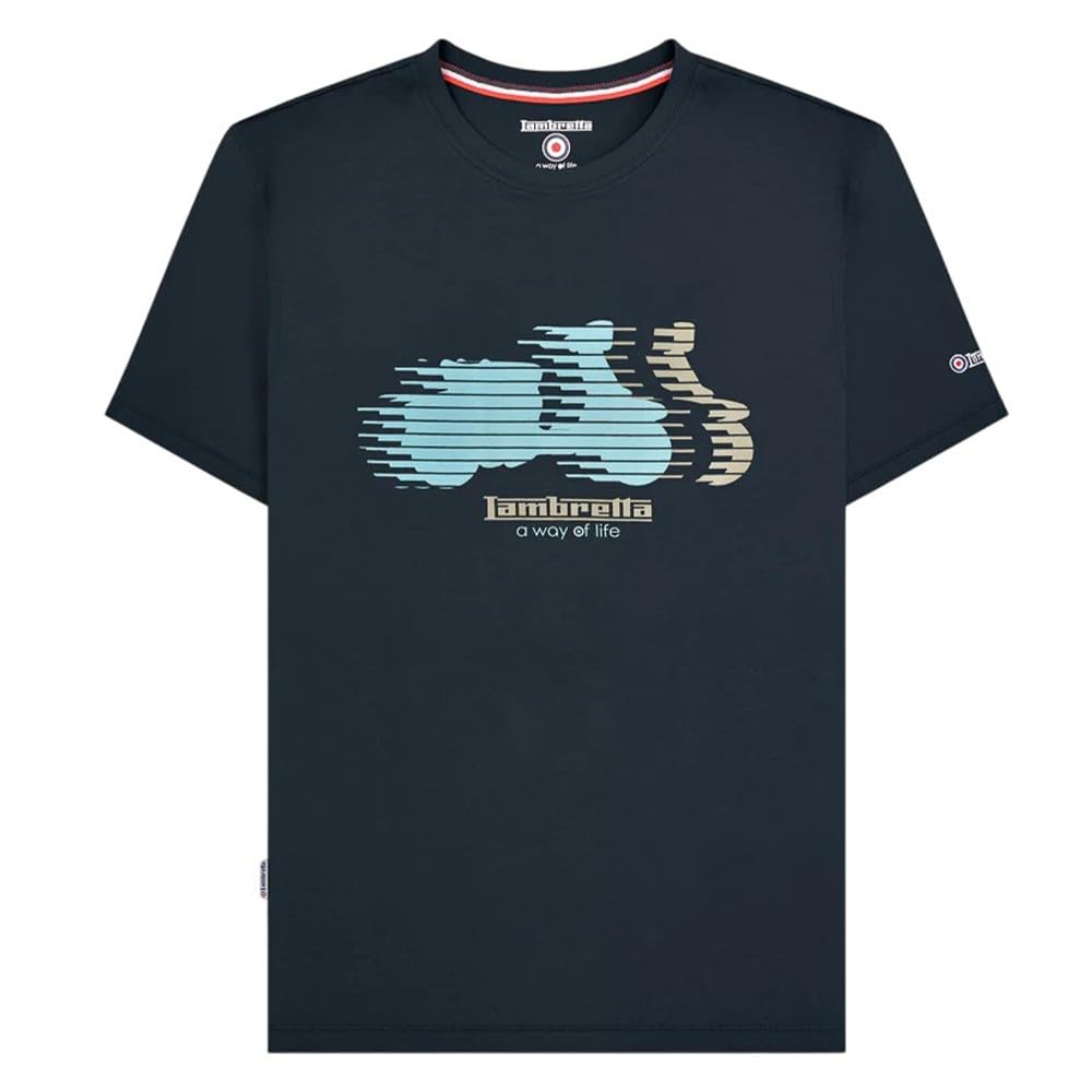 Lambretta Mens Scooter Blur Short Sleeve T-Shirt - Navy - XL