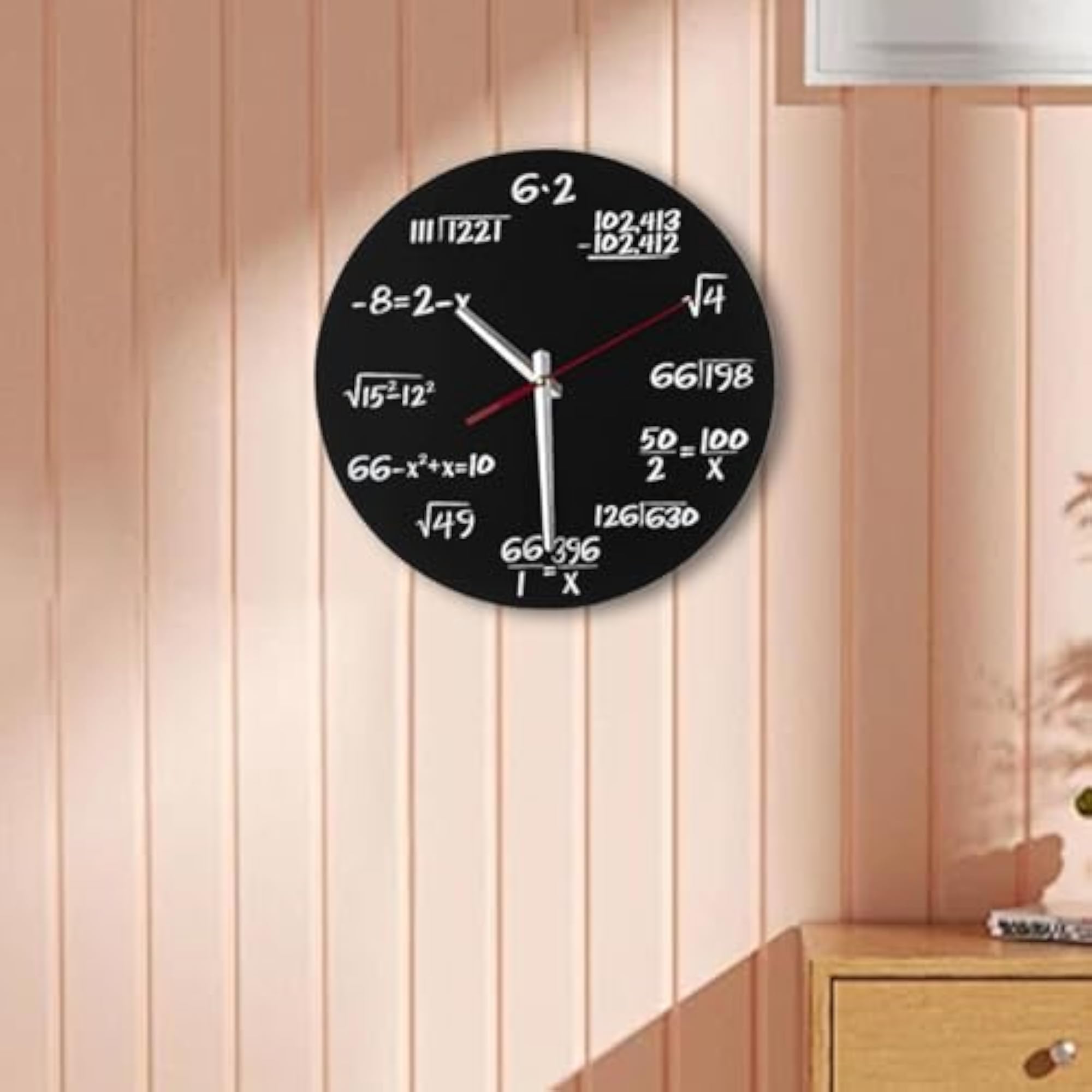Math Clock Decoration Modern Design Non Ticking