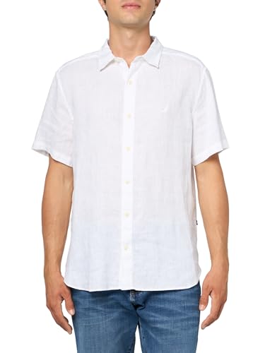 Nautica Men's Short Sleeve Solid Linen Button Up Shirt