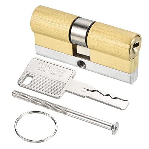 PATIKIL 32.5/32.5 (65mm Overall) European Double Lock Cylinder, Door Cylinder Lock with 8 Keys for Wooden Doors Aluminum Doors