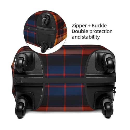 Orange Brown Plaid Luggage Cover Washable Elastic Suitcase Cover Anti-Scratch Travel Luggage Protector Covers for Kids Adult M fits 22-24 inch Suitcase3