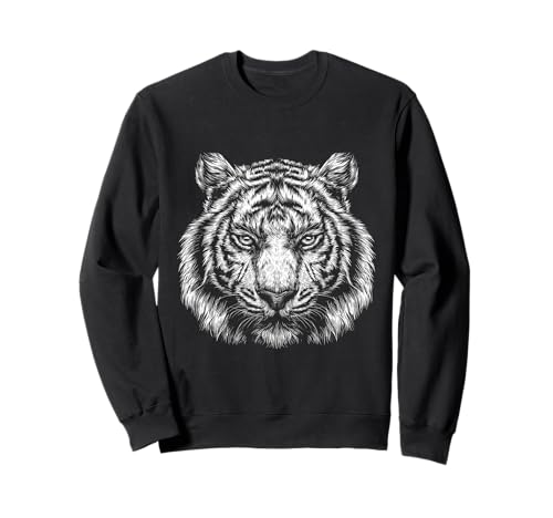 Visage de tigre féroce, tigre noir et blanc Sweatshirt