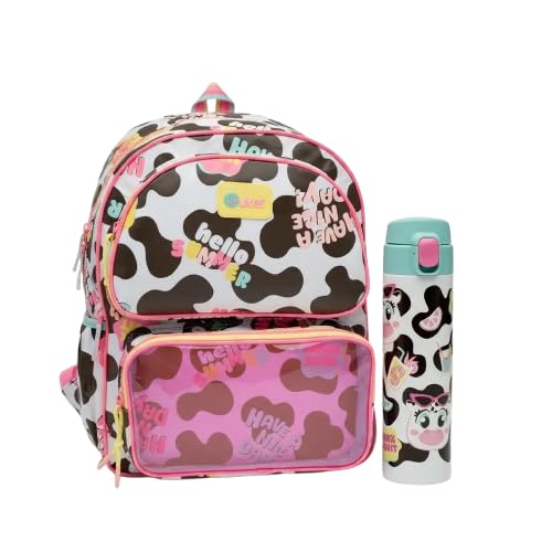 Kit Vaca Summer Drinks: Mochila De Costas + Garrafa Térmica Summer Branco/estampado Puket