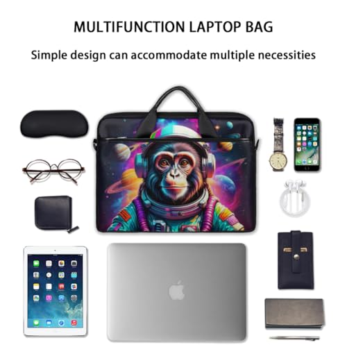 Chimp Astronaut Space Planetary Laptop Shoulder Bag for Men Women Slim Briefcase Messenger Bag Waterproof 15.6 Inch Laptop Bag Carrying Case Fit 14-15.6 Inch Notebook Computer Tablet3