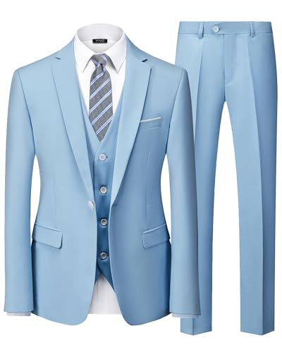 YND Ensemble de 3 pièces pour Homme avec Fermeture éclair - Bleu - Large, 5'9/6'3, 79/86 kg