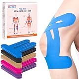 IEADEN Precut Kinesiology Tape for Knees, 20 Pcs - Knee Support & Stability, Knee Pain Relief Athletic Tape - Waterproof & Elastic, Breathable Hypoallergenic Latex-Free Tape, Blue