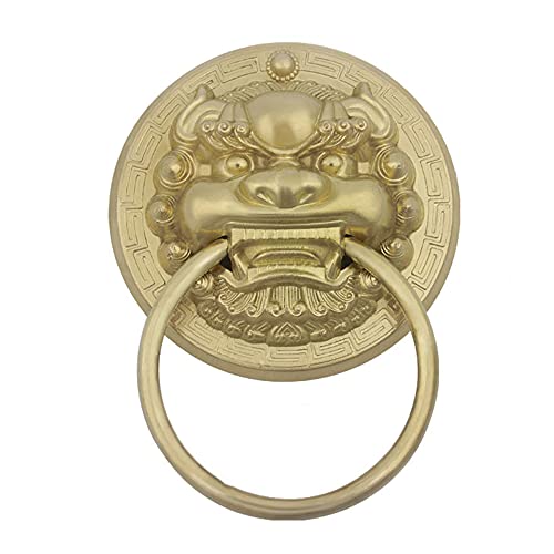Aldaba para puerta de cobre macizo con elegante diseño vintage de 14×19 cm 2