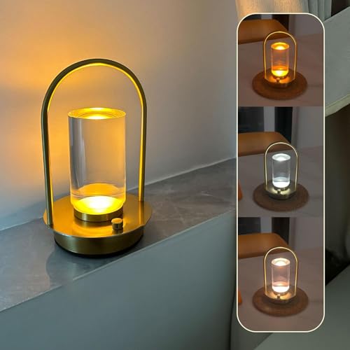 Lampe tactile sans fil de table au design cristal et éclairage LED variable