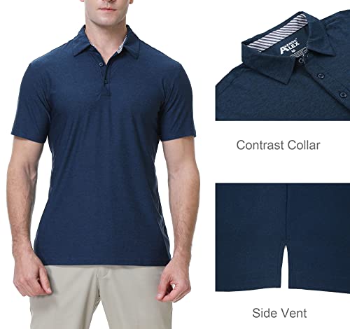Alex Vando Mens Golf Shirt Moisture Wicking Quick-Dry Short Sleeve Casual Polo Shirts For Men,Navy,Xl #TOP2