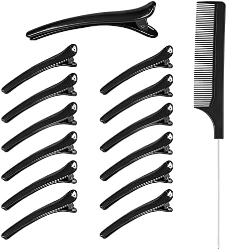 PROUSKY 12 Pieces Hair Sectioning Clips with 1 Pin Tail Comb, Hair Clips Hairdressing Sectioning for Women Girls, Plastic Sectioning hair clips for Home Hairdressing Styling Salon Supplies