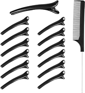PROUSKY 12 Pieces Hair Sectioning Clips with 1 Pin Tail Comb, Hair Clips Hairdressing Sectioning for Women Girls, Plastic Sectioning hair clips for Home Hairdressing Styling Salon Supplies