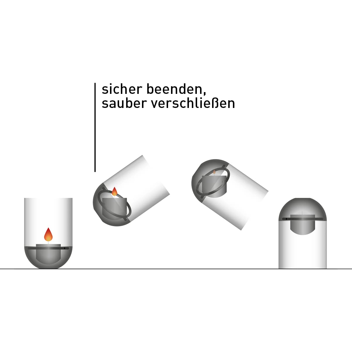 höfats - Gravity Candle schwarz - Windlicht und Teelichthalter - inteligenter Kerzenhalter hält Kerze waagerecht - bequemes Anzünden und integrierte Löschfunktion