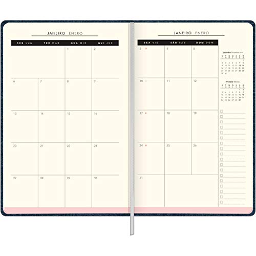 Agenda planner costurada semanal Cambridge Denim Fitto 2021 - Tilibra