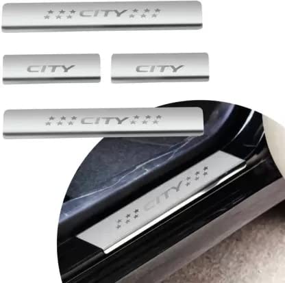 Image of AC Door Sill /Foot Step Stainless Steel Scuff Plate Plates Compatible with Honda City 2020-2023 (Set of 4 Pcs)