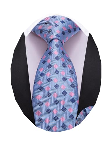 Barry.Wang Light BlueTies for Boys 47.2" Self-Necktie Kids and Pocket Square Set Teenager Uniform Graduation Performance Age 6-15