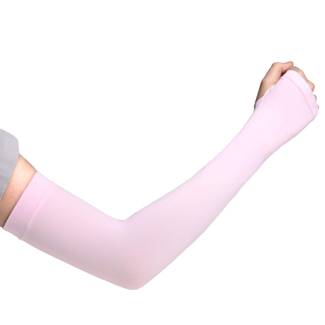 Gugzy Arm Sleeves UV Sun Protection Arm Cover Sleeves Cooling Long Sleeves Universal Fit for Men, Women, Bikers with Thumb Hole for Protection Against Sun, Dust & Pollution (2, Pink) 1