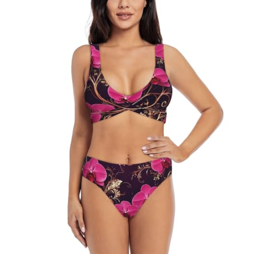 Bikini deux pièces violet orchidée haut de gamme avec triangle push-up chic