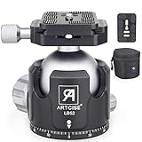 Low Profile Tripod Ball Head 52MM All Metal Camera Ball Head Panoramic CNC Tripod Heads Camera Mount with Two 1/4' Quick Release Plates for Tripod, DSLR, Camcorder, Max Load 66lbs/30kg