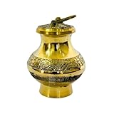 IDAHA Brass Kamandal | Gangajali | Kalash | Lota | Patra with Lid | Holy Water Pot for Gangajal | Ideal for Temple, Home & All Po(10.5 CM x 4.5 CM)